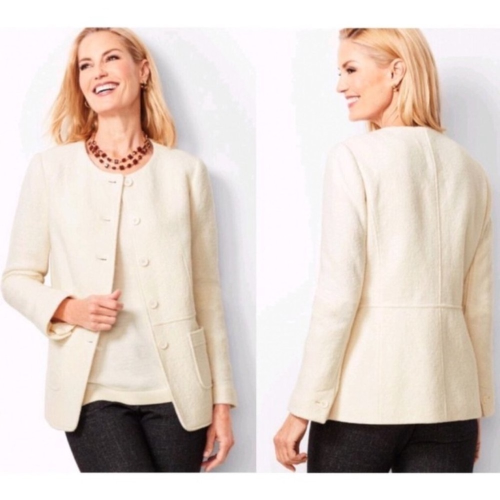 Talbots Ivory Boiled Wool Casual Work Jacket/Blazer Size 22 NWT